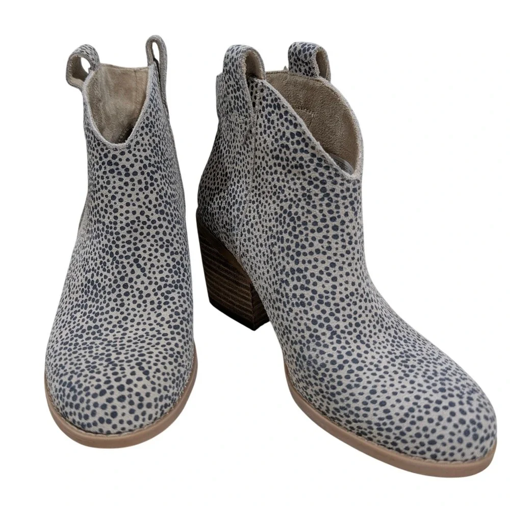 NEW Toms Boot 6 Constance Heeled Mini Cheetah Suede Ankle Boots Western Vibe